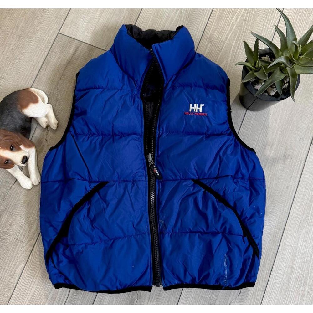 VTG Helly Hansen Reversible Puffer Vest Blue Black Outdoor Size S Gorpcore Y2K